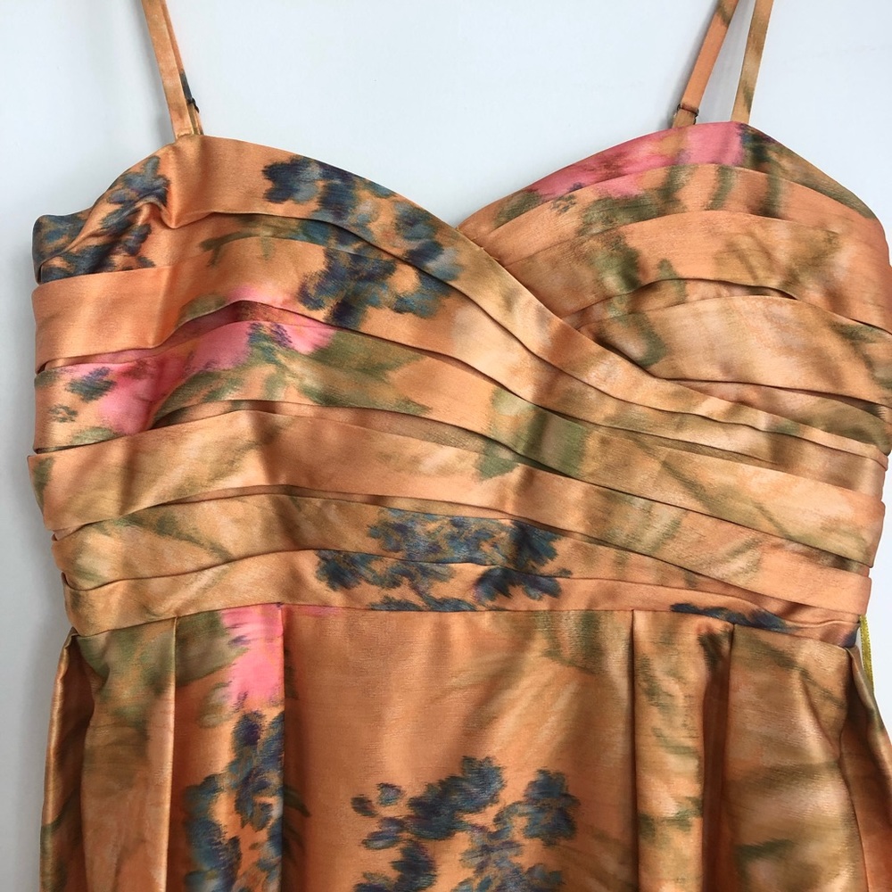 Yellow/marigold print satin dress